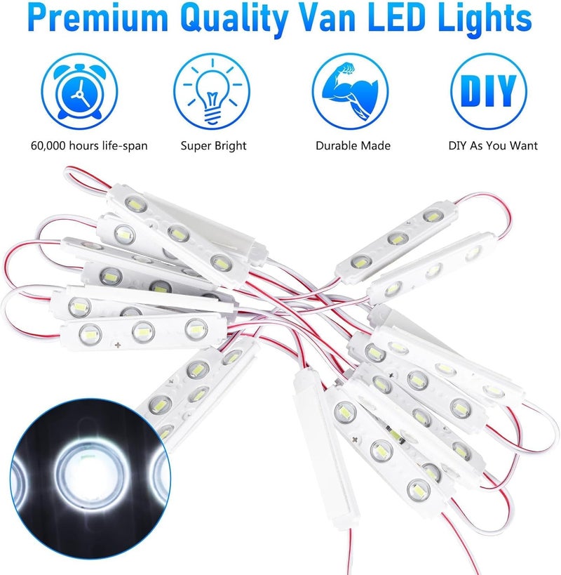 Linkstyle 60 مصابيح LED 12V لمجموعات إضاءة داخلية للفان، شريط إضاءة LED 12V، مصباح عمل سقفي فائق السطوع، أضواء مقطورة مغلقة للشاحنات والفانات والقوارب والحافلات وزينة عيد الميلاد، 20 وحدة - Image 4